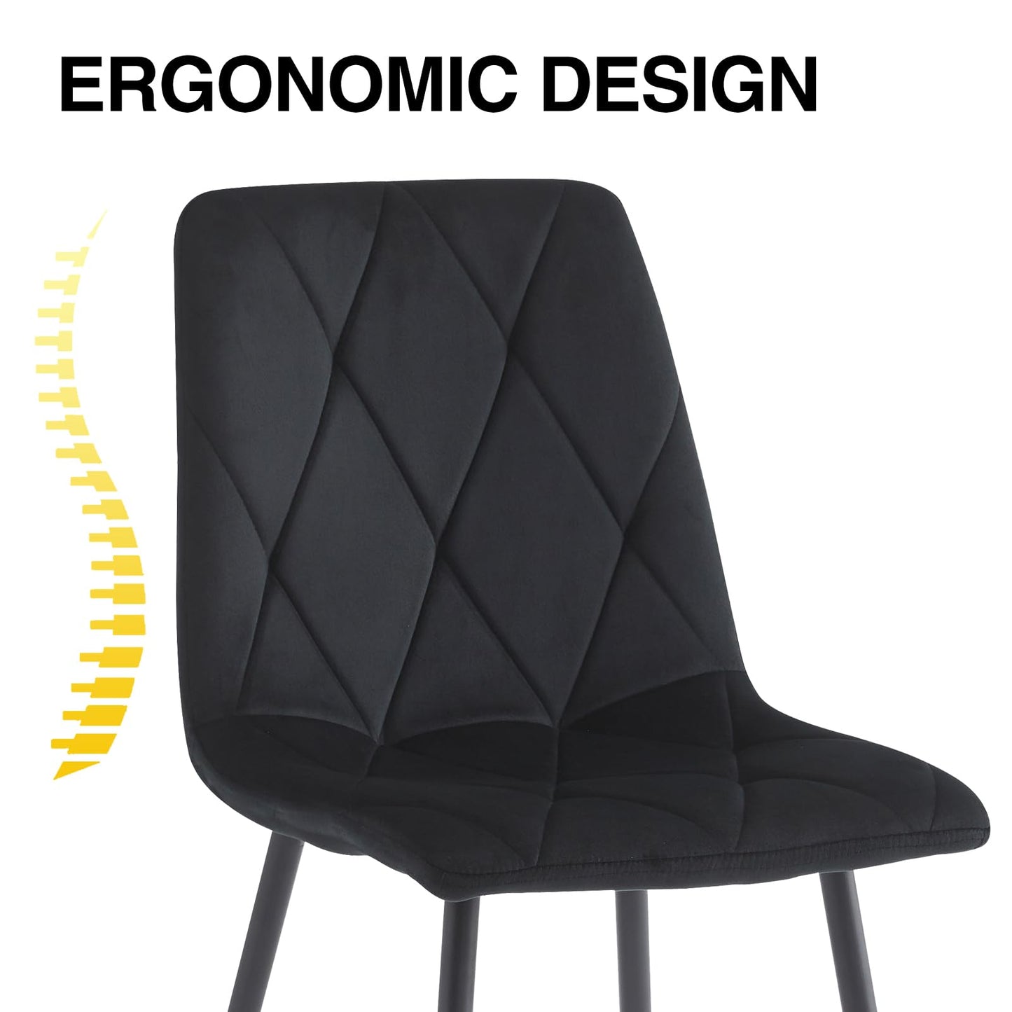 Artist Hand Set of 4 Dining Chairs for Dining Room Living Room, Velvet Fabric Kitchen Chairs Set with Upholstered Seat Backrest Solid Metal Legs