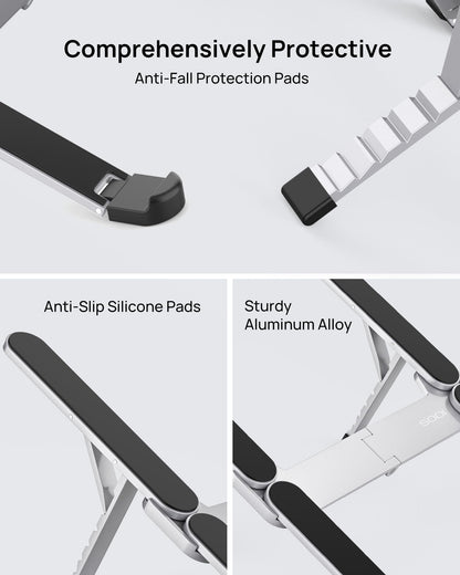 SODI Laptop Stand, Pocket-sized, Foldable and Portable Laptop Stand, 6 Adjustable Levels, Lightweight for Travel/Library/Cafe