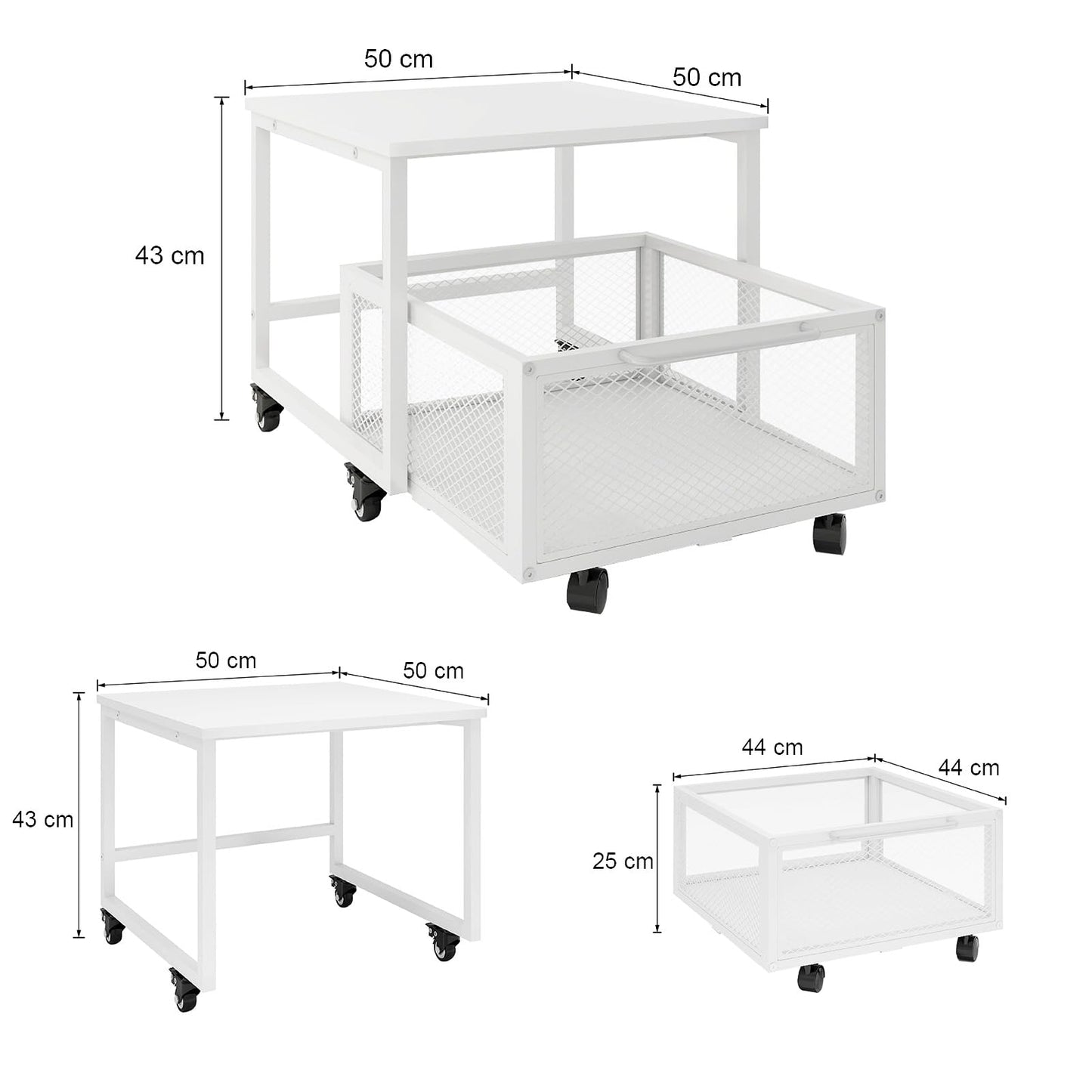 PUNCIA Fridge Stand with Storage and Wheels Rolling Mini Fridge Table
