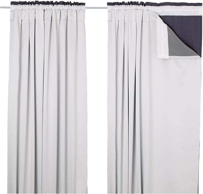 Kinfolk Textile Thermal Blackout Curtain Linings Pair 3 Pass Includes Curtain Hooks (90" x 72")