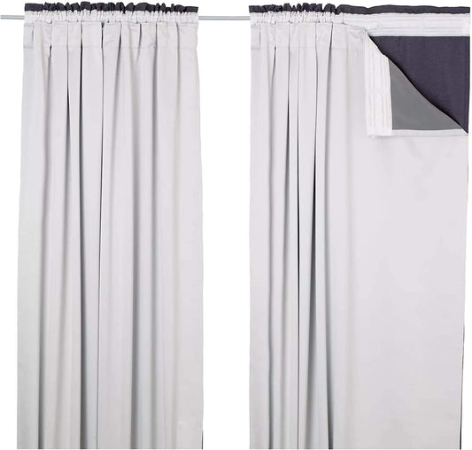 Kinfolk Textile Thermal Blackout Curtain Linings Pair 3 Pass Includes Curtain Hooks (90" x 90")