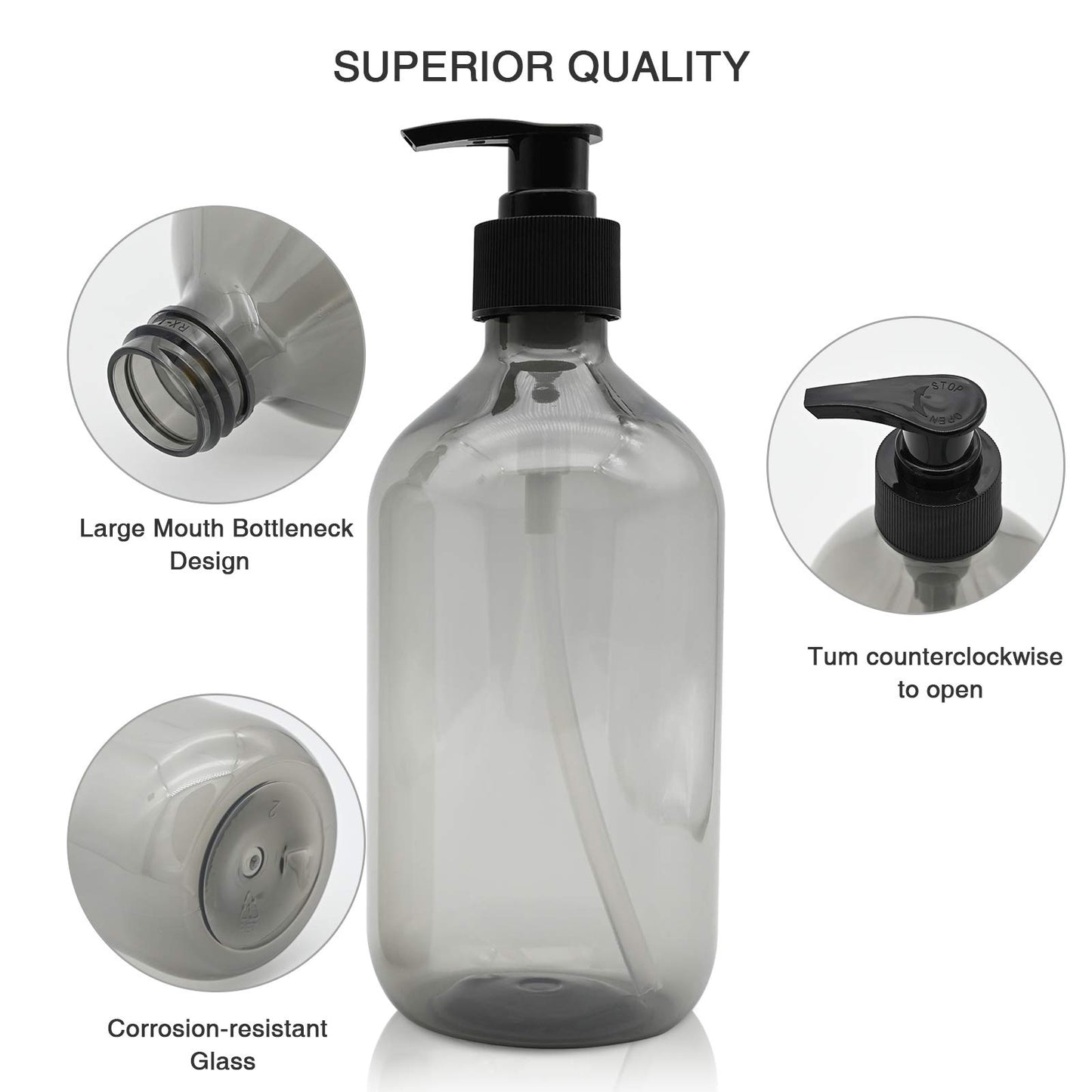 2 Pcs Empty Press Pump Bottles, 500ML/17oz Refillable Bottle for Cooking Sauces, Plastic Liquid Soap Dispenser Refillable Container for Essential