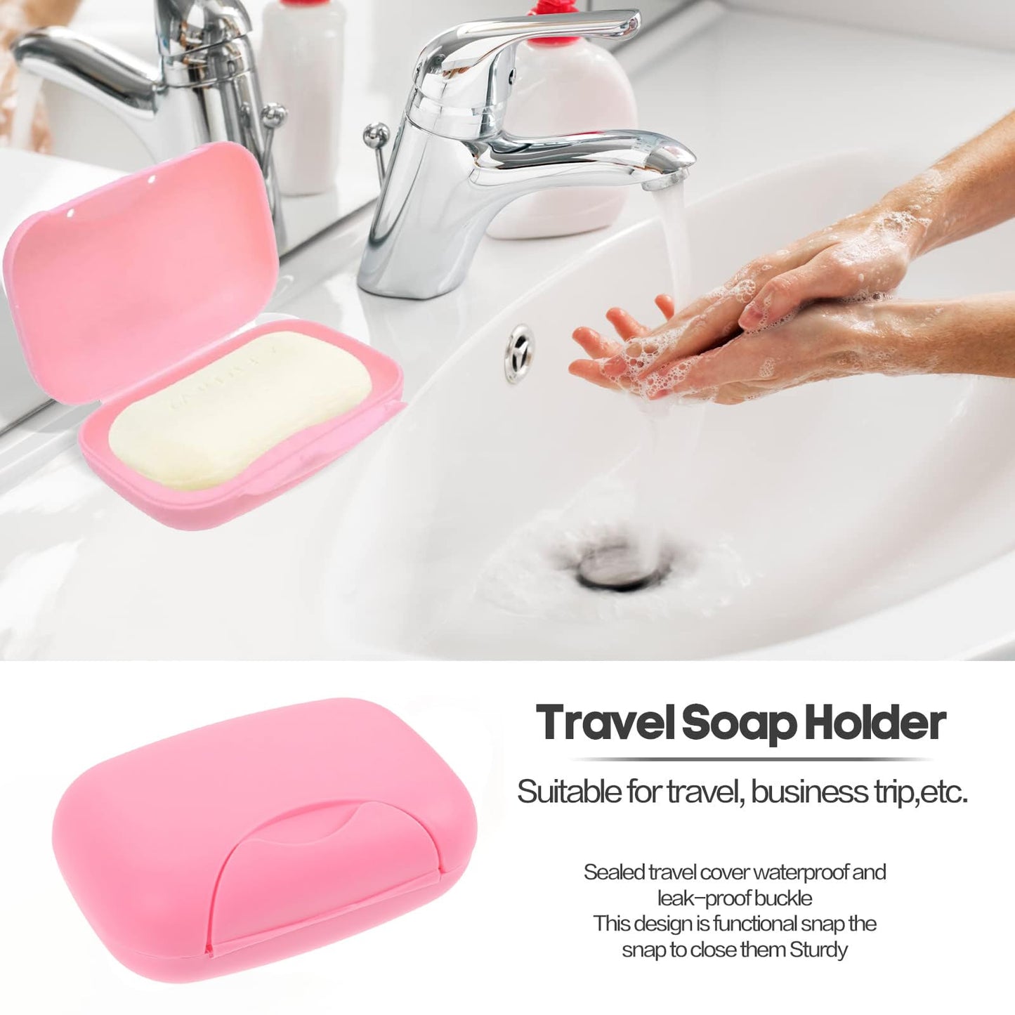 2 Pcs Soap Dish with Lid Waterproof and Leakproof Soap Box Sealed Soap Case for Shower Travel Hiking Bathroom School Gym and Camp (Pink+Blue)
