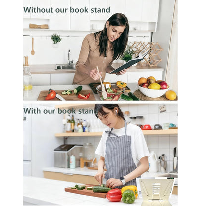 Garegce Book Stand Folding with Page Paper Clips, Cute Animal Capybara Book Holder, Cookbook Stands 6-Position Adjustable Height for Reading