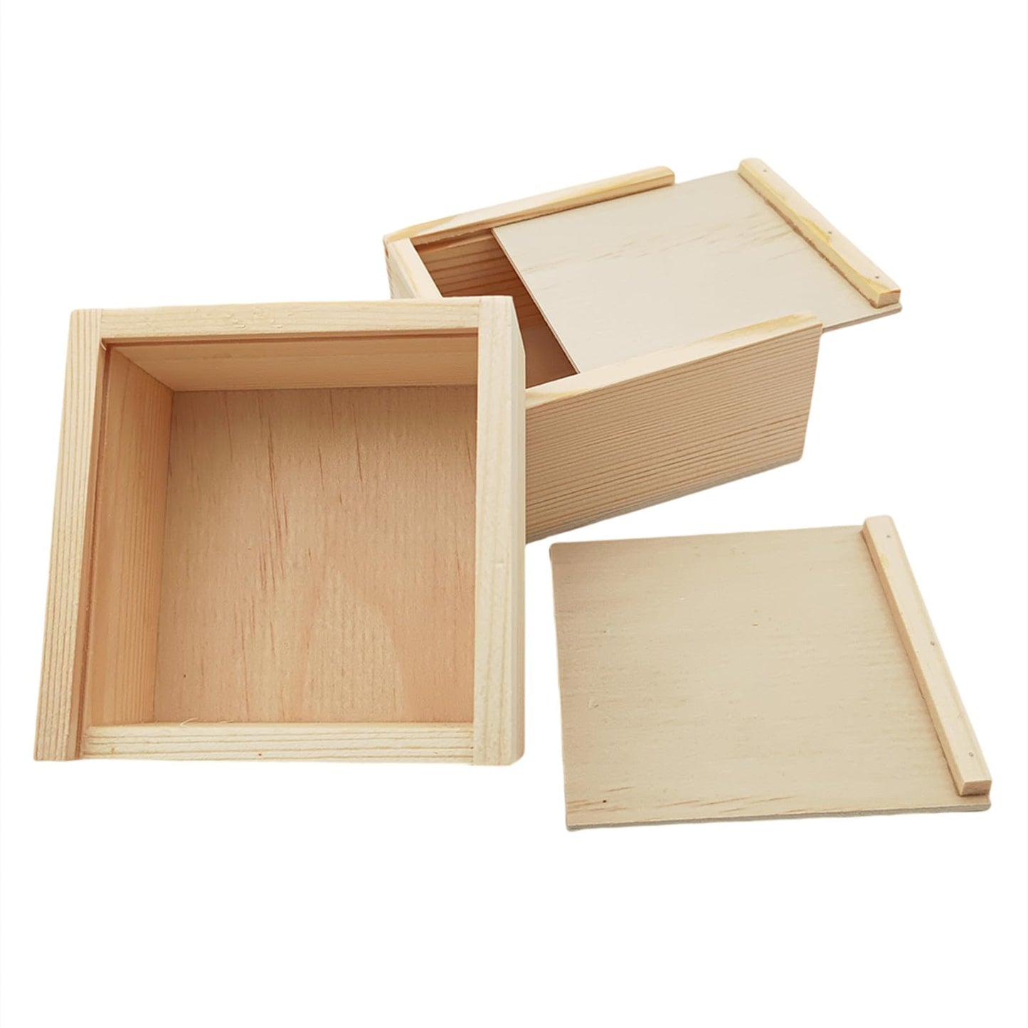 Anktily 2 Pack Unfinished Wood Storage Box with Slide Lid, Blank Natural Wood Box Case Container for Jewellery, DIY Arts & Crafts Hobbies