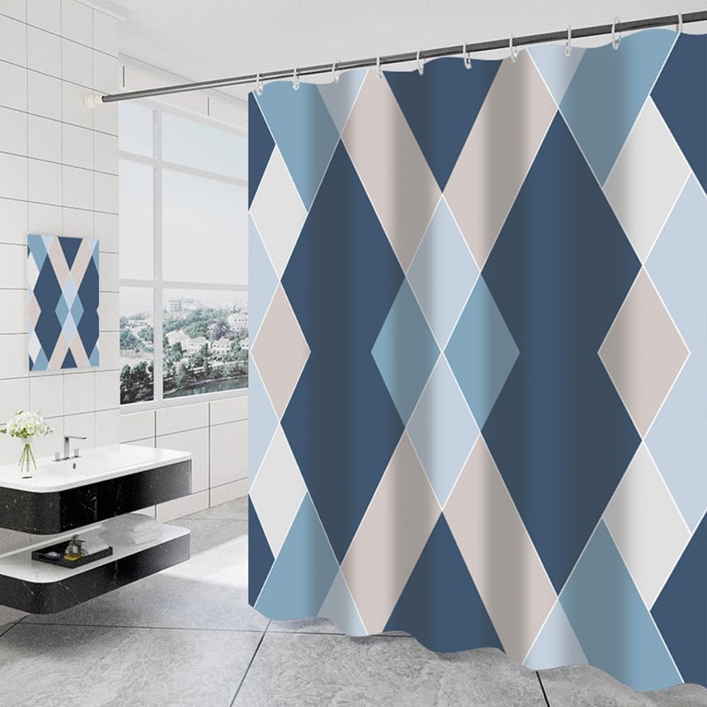 Lkw Ogechi Shower Curtain Waterproof Blue 180x200cm, Polyester Weighted Shower Curtains for Bathroom