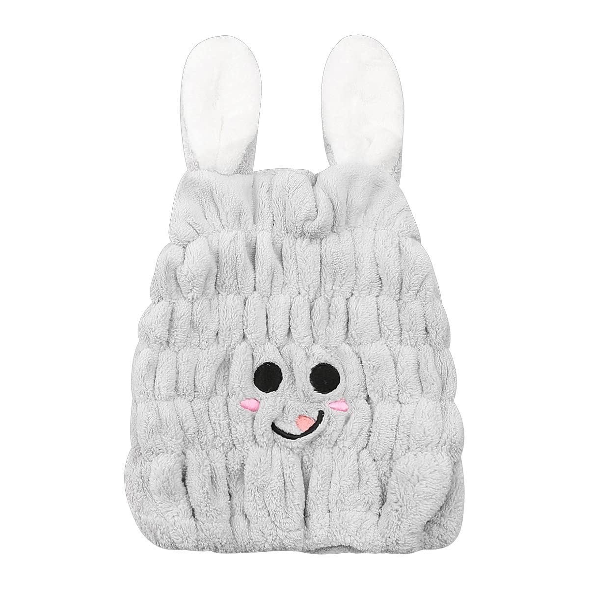 Jagowa Hair Dry Hat Wrap Towel Cute Cartoon Ear Fleece Quick Drying Bath Cap Hair Turban Cap for Women Adults or Kids Girls(Pink, White, Grey)