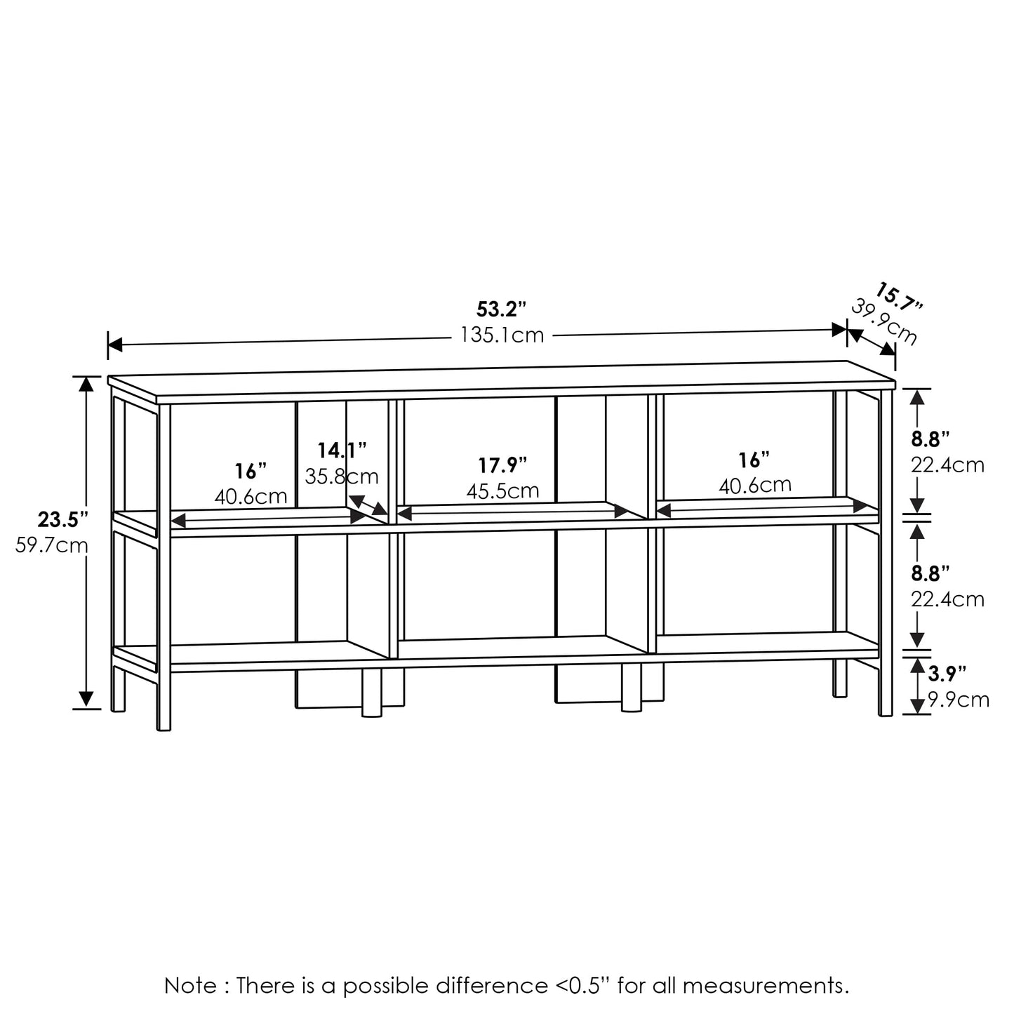 Furinno Camnus Modern Living TV Stand for TVs up to 60 Inch, Solid White/White
