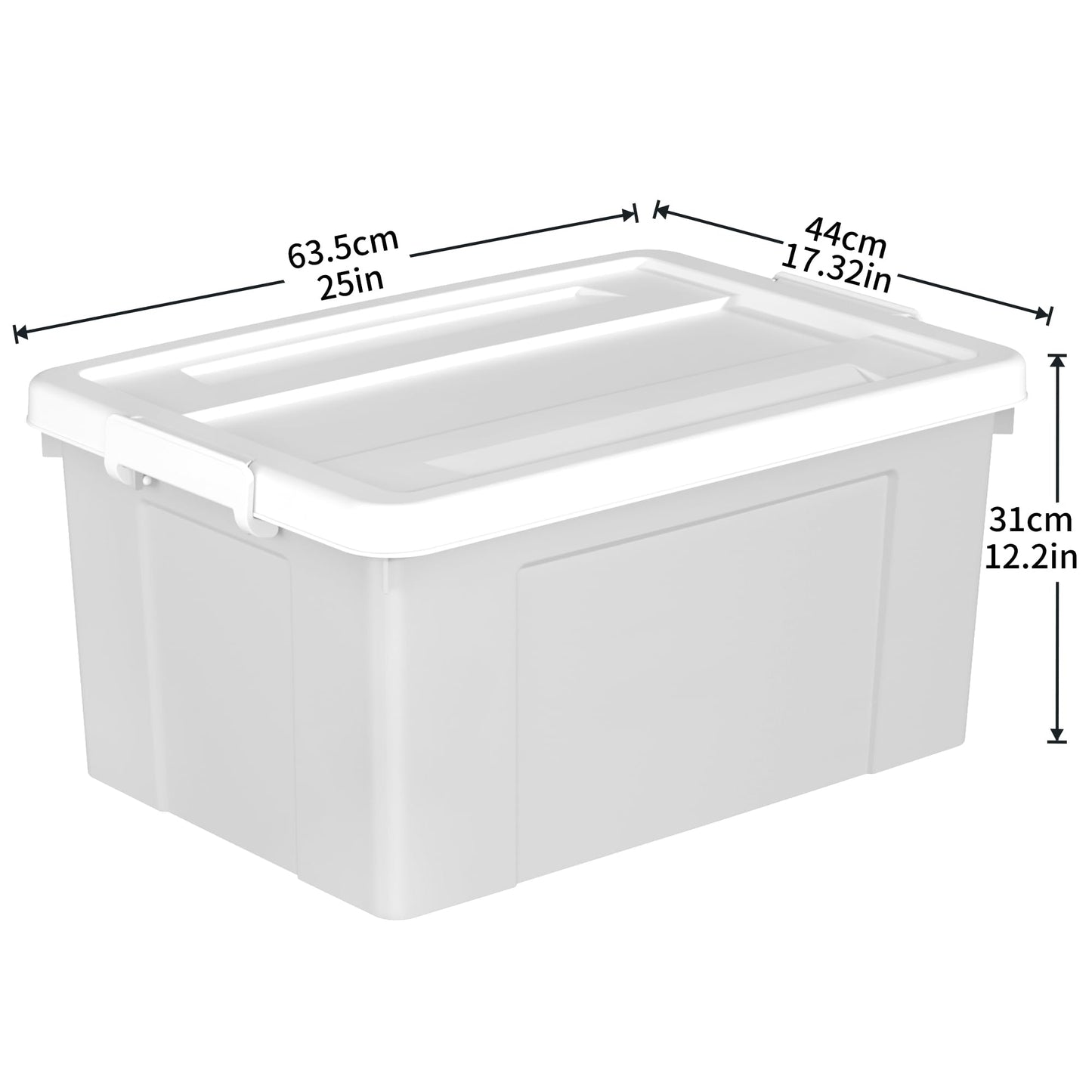 Cetomo 65L*3 Storage Boxes, Plastic Storage Box with Lids, Organizing Container with Secure Latching Buckles, Stackable, Nestable