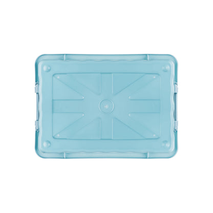 Cetomo 15L*3 Storage Boxes with Lids, Plastic Storage Box with Secure Side Latches, Stackable & Nestable Organizer for Home, Office, Moving, PP, Blue