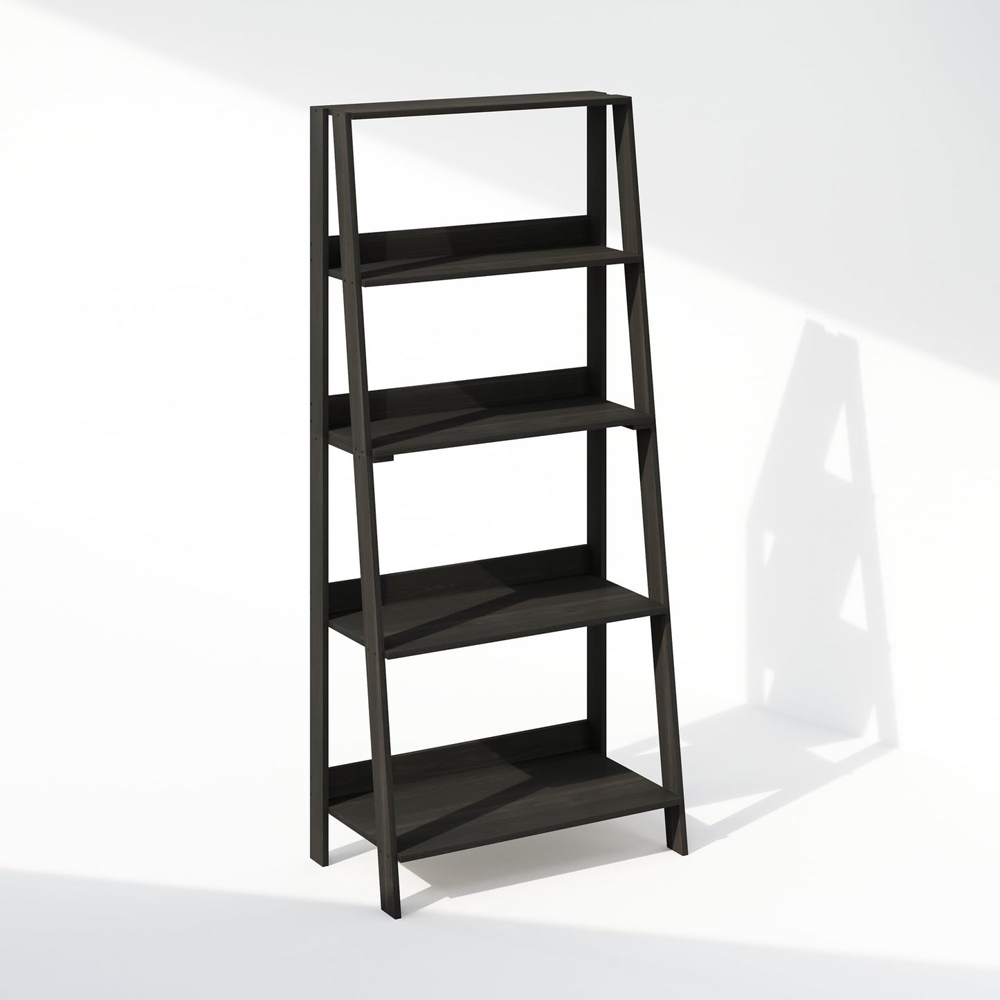 Furinno LADDER Display Shelf, 5-Tier Ladder Shelf, Ladder Bookshelf, Display Storage Shelves, 33.02 x 59.94 x 135.89 cm, for Living Room, Home Office