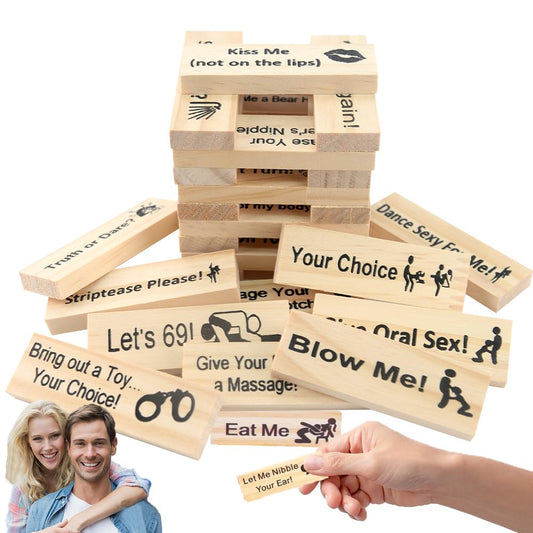 AMEHOAT Adult Wooden Stacking Tower Game, 48 Pieces Lust Tower Couples Games, Couples Date Night Games for 2 Players, Stacking Blocks Gifts for Adults