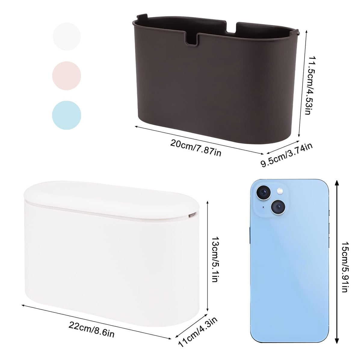 SHAIDOJIO Small Bin, Small Bathroom Bin with Lid and 90PCS Trash Bags, Removable Desk Plastic Mini Office Bins, Pop Up Mini Dustbin