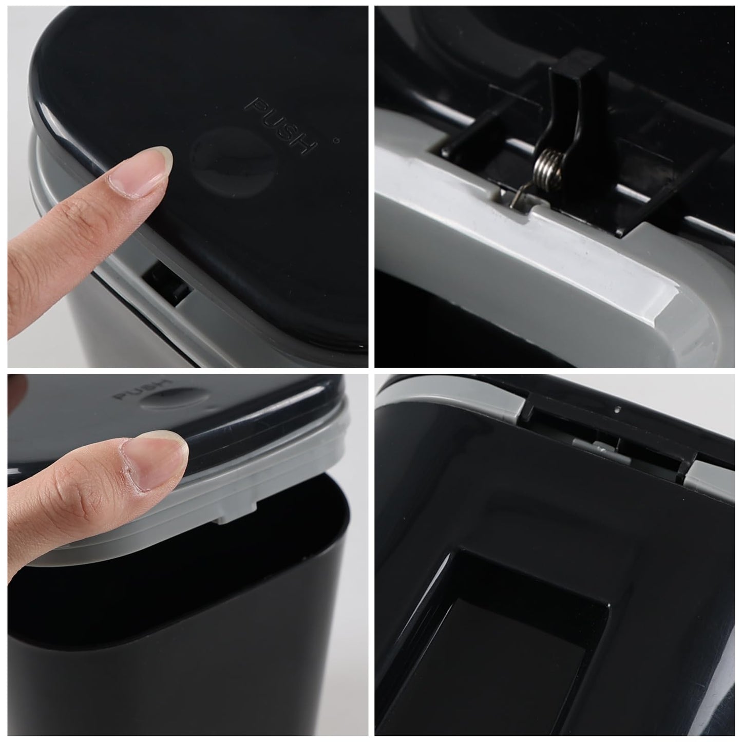 Julyeen Mini Plastic Desktop Paper Trash Bin, Bathroom Bins with Lid, Black