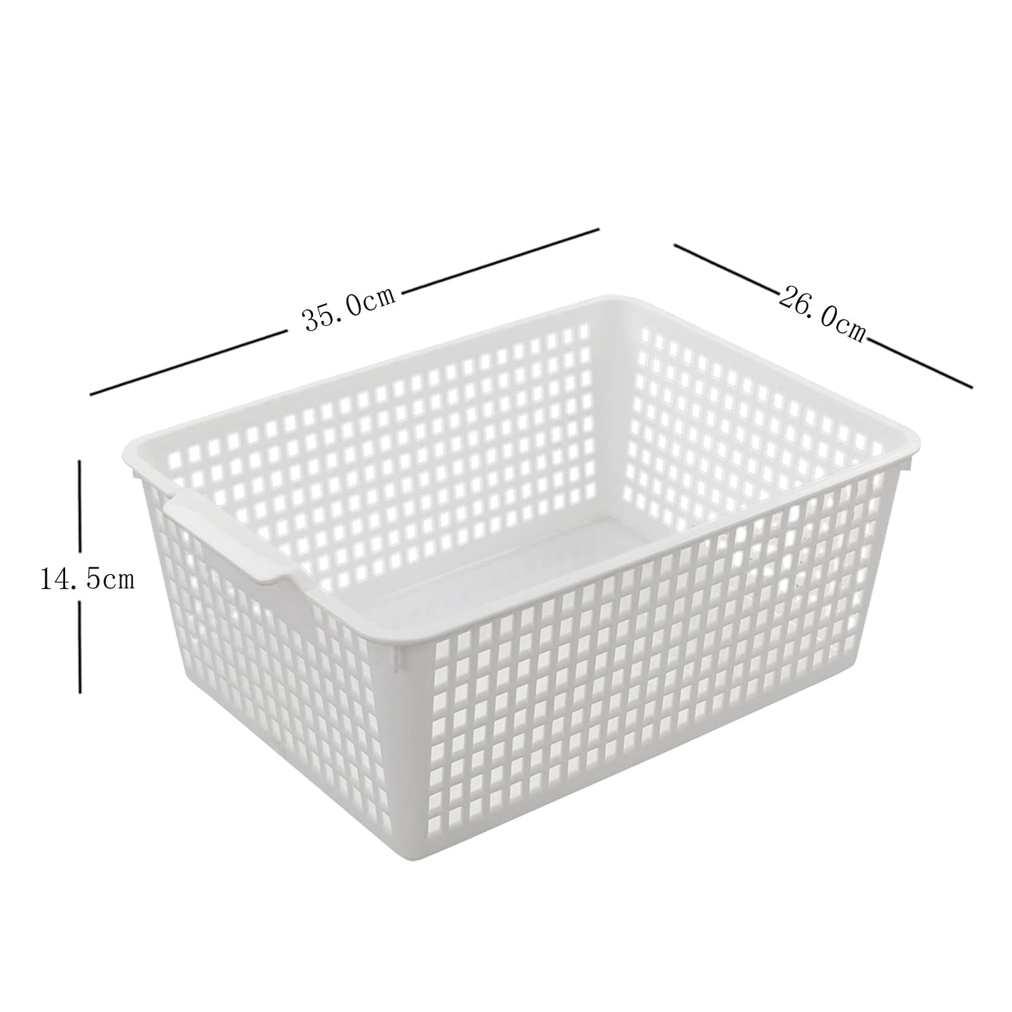 Easymanie Large Plastic Storage Basket Box, 4 Packs, White
