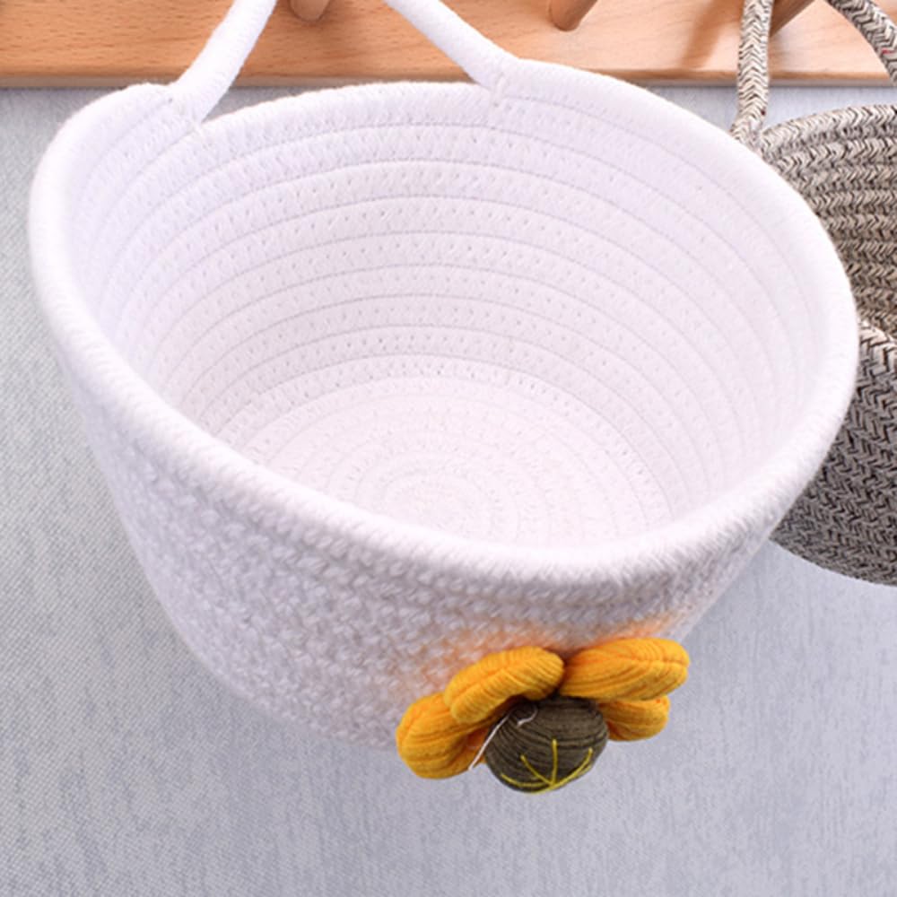 Anevous Cotton Rope Storage Basket, Woven Storage Baskets with Handles, Decorative Basket Organiser, Cotton Basket for Children's Room, Office