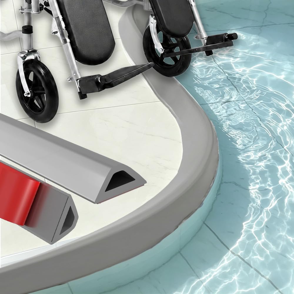 AiDeHuaKeJi Wet Room Floor Barrier, Shower Tray Sealing Strip, Bath Splash Guard, Shower Water Barrier, Shower Seal Strip for Bathroom Floor