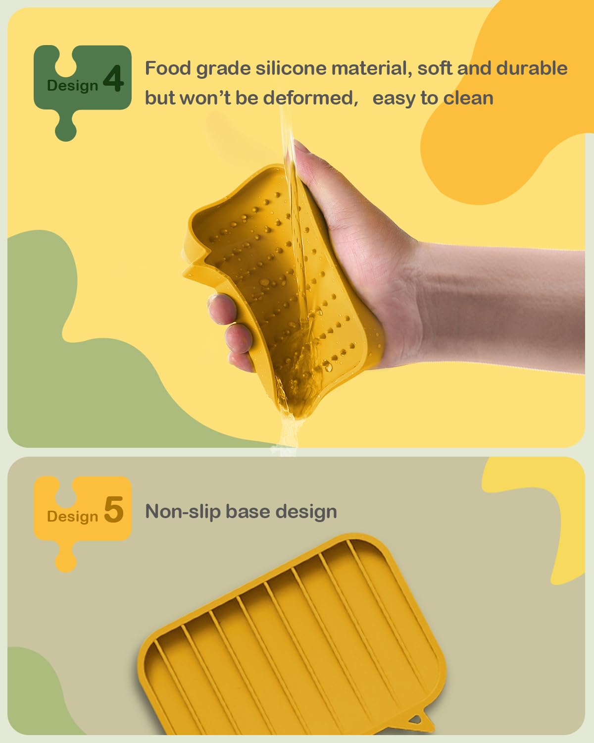 3Cboutique Silicone Self Draining Soap Dish, Bar Soap Holder Storage Tray for Bathroom Shower, Soap Dish, Sponges…