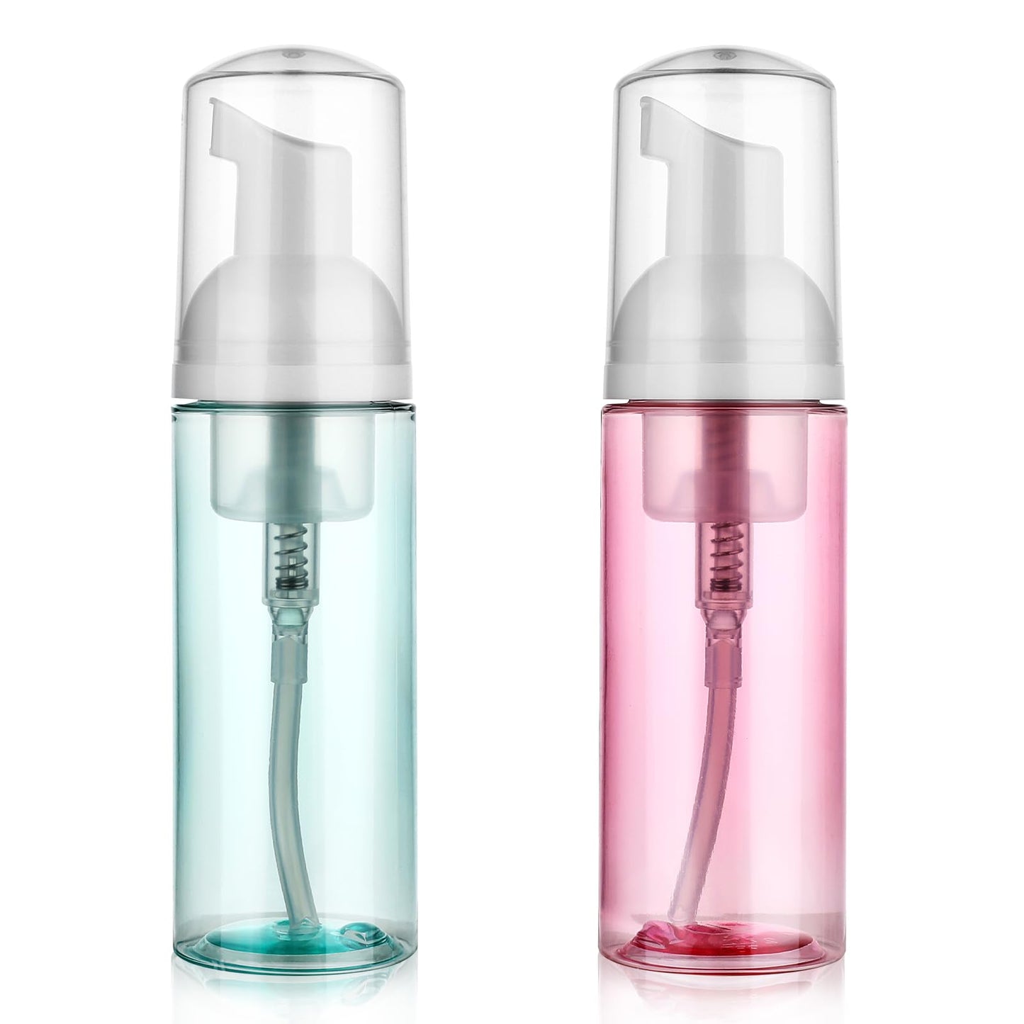 2 Pack Foam Pump Bottle Travel 50 ml/1.7 oz Small Size Mousse Foam Soap Dispenser Clear Plastic Foaming Soap Dispenser Mini Empty Refillable Pump