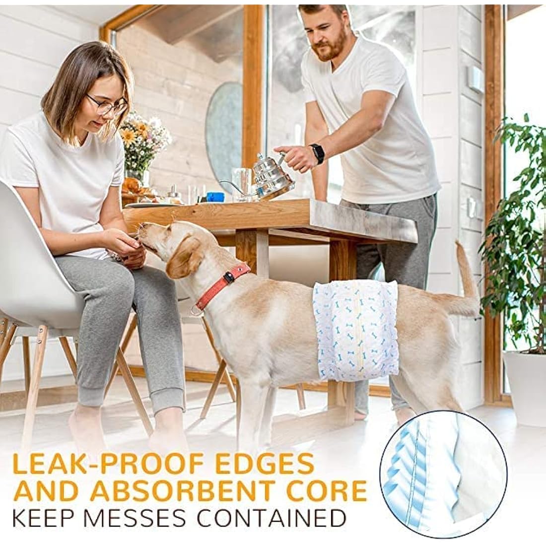 Dono Dog Nappies Male, Dog Belly Bands with Wetness Indicator, Disposable Male Wraps, Super Absorbent and Leak-proof, Puppy Nappies for Incontinence, Marking Issues, Traveling (6XS -84count)