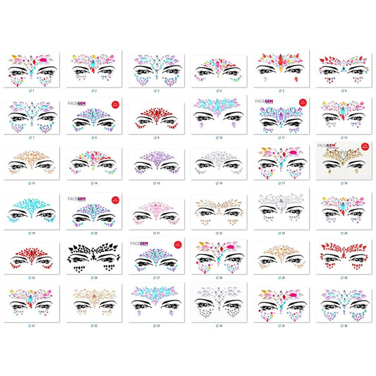 100 PCS Face Gems Self-Adhesive Gems Glitter Jewel Tattoo Sticker Festival Face Gems Rave Party Body Make Up Rhinestone Face Gem Stickers Face Jewel
