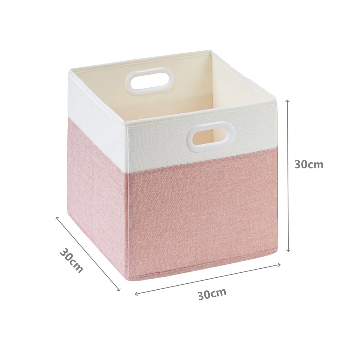 SOCOHOME Fabric Cube Storage Boxes, 30x30x30cm Foldable Storage Baskets for Shelf Nursery Closet(Pink/White, Set of 4)