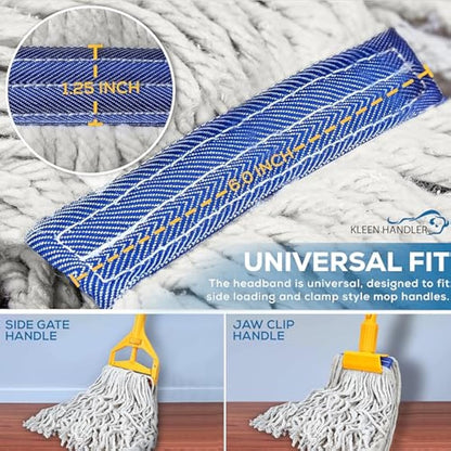 KLEEN HANDLER Cotton Mop Head Replacement | 3.1 cm Universal Headband Wet Mop Refill, Natural, 450 g