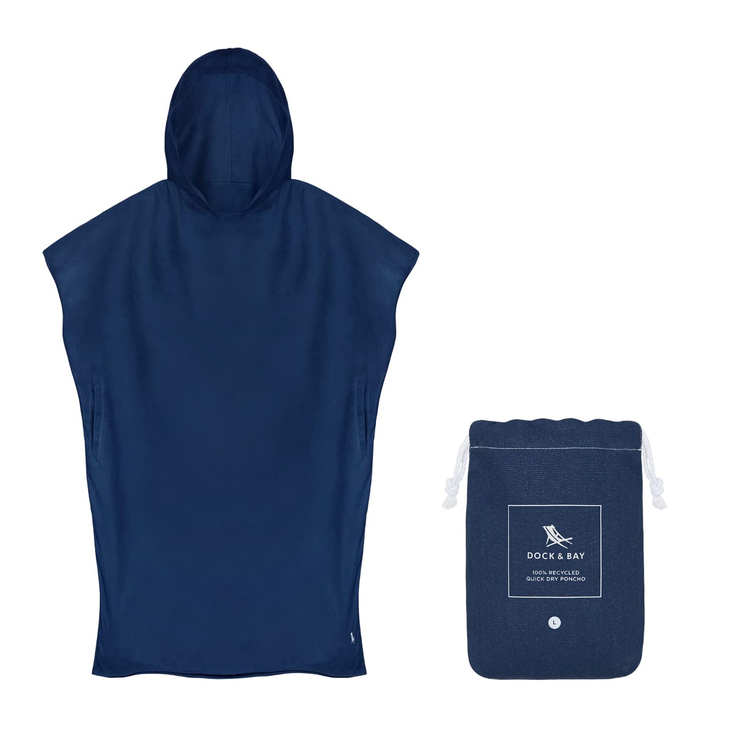 Dock & Bay Adult Beach Poncho - Hooded Towel with Deep Pockets - for Beach & Pool - Super Absorbent, Quick Dry - Classic - Yosemite Navy, Medium