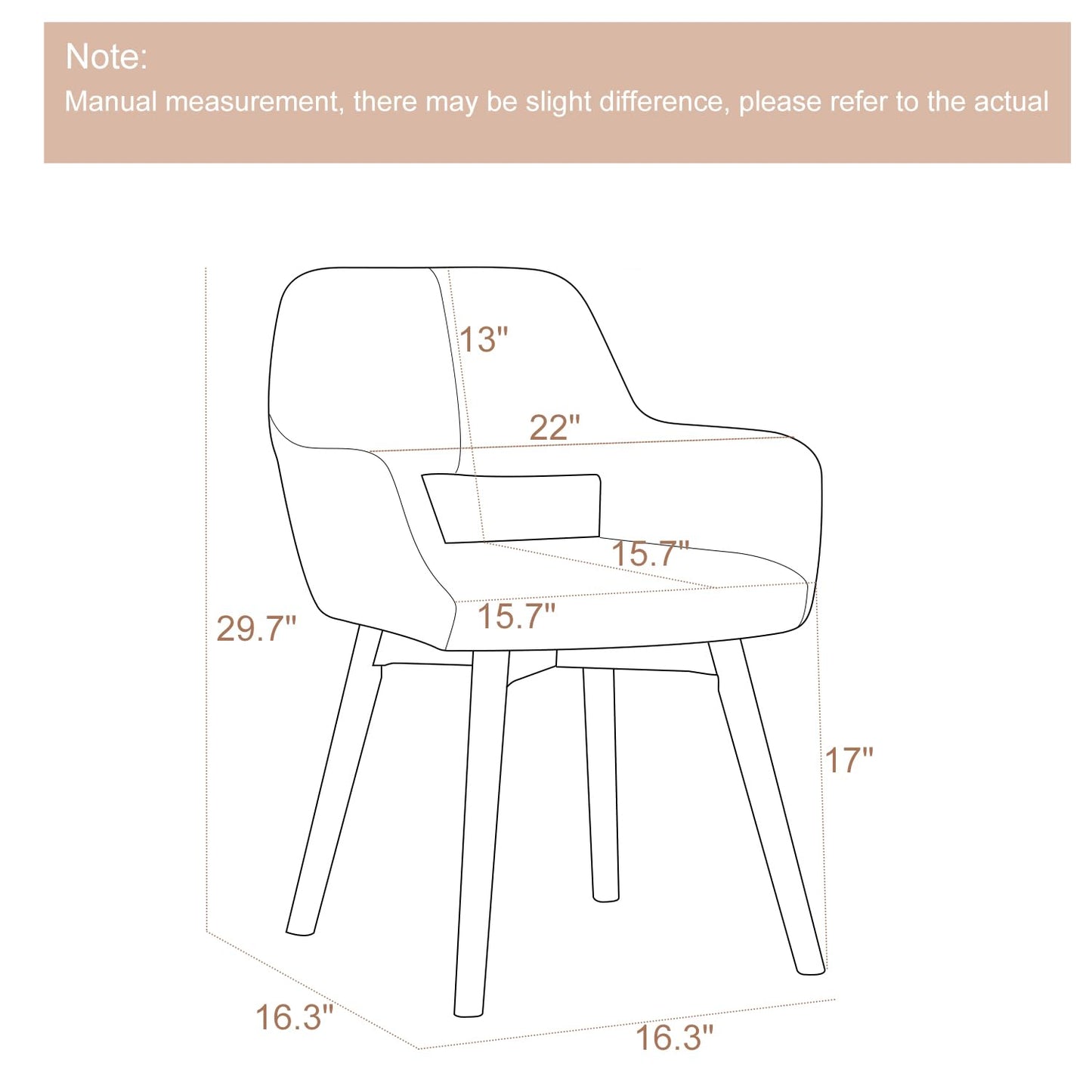 YEEFY Desk Chair No Wheels Vanity Chair Comfy Accent Chair for Living Dining Room Bedroom Home Office Mid Century Modern Upholstered Armchair with