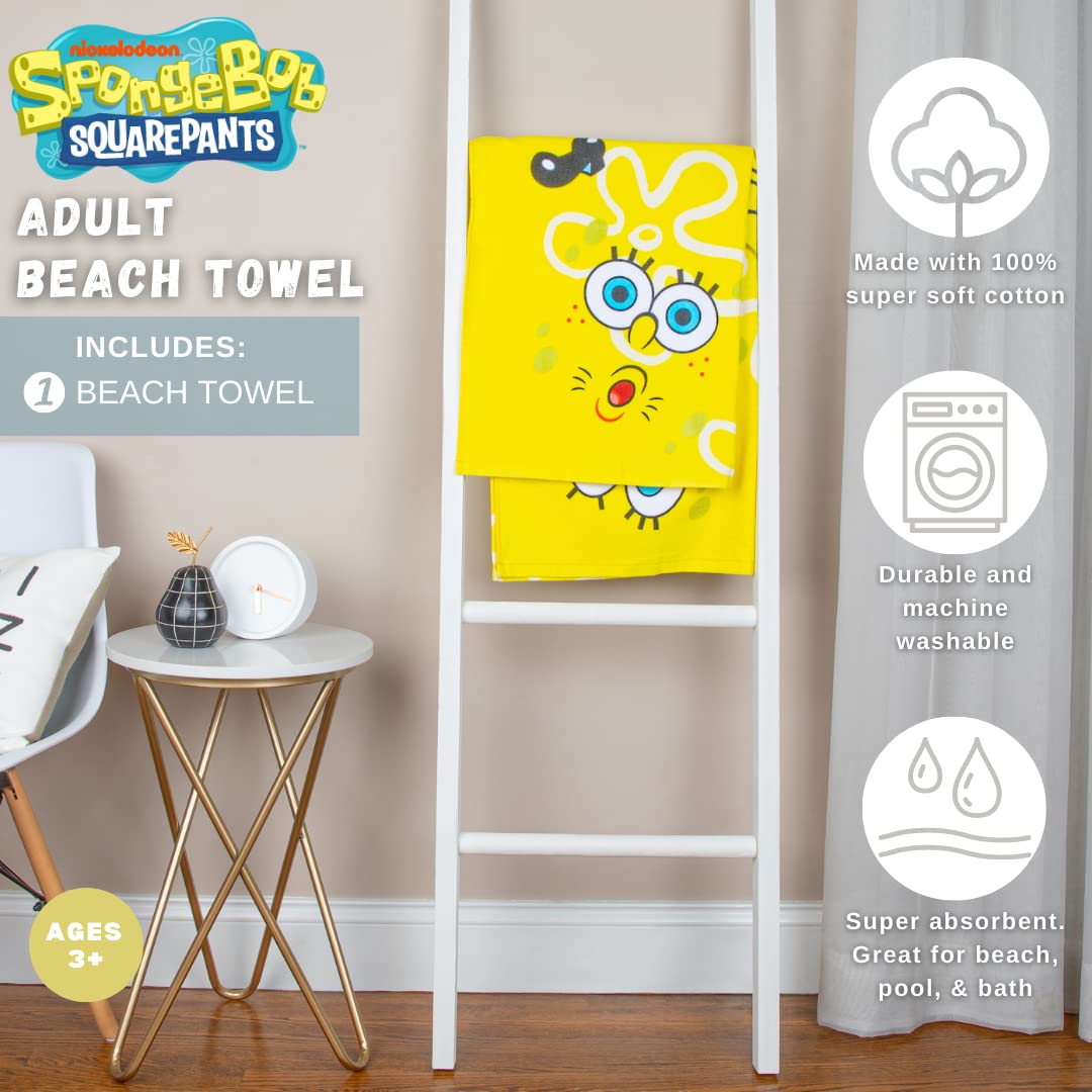 Franco Collectibles Spongebob Squarepants Super Soft Cotton Bath/Pool/Beach Towel, 60 in x 30 in, (Official) Niceklodeon Product