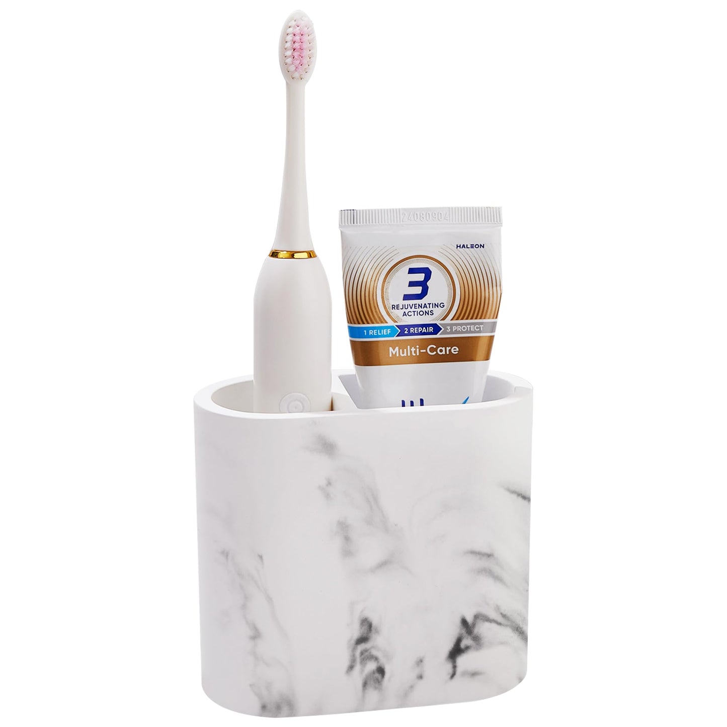 Diatomite Toothbrush Holders for Bathrooms, Electric Tooth Brush and Toothpaste Holder for Bathroom Countertop, Marble White Bathroom Accessories