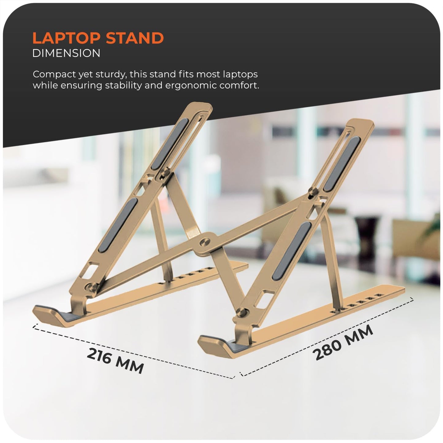 Roe Tenpo Laptop Stand For Desk, 6 Levels Height Adjustable Laptop Riser For Desk, Foldable & Portable, Compatible with MacBook Air/Pro, HP, ASUS