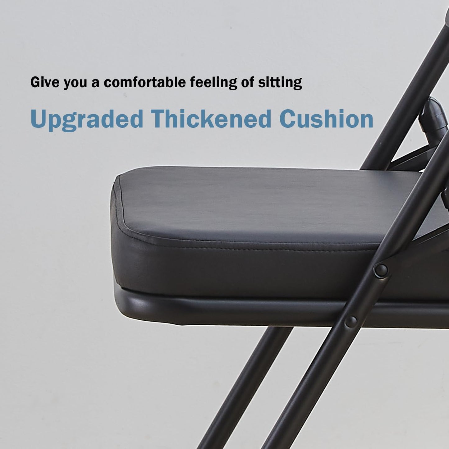 KAIHAOWIN Folding Chairs with Ultra Thick Padded Seat Foldable Chair Indoor Comfortable Metal Chairs with Soft Cushion Black-2 Pack