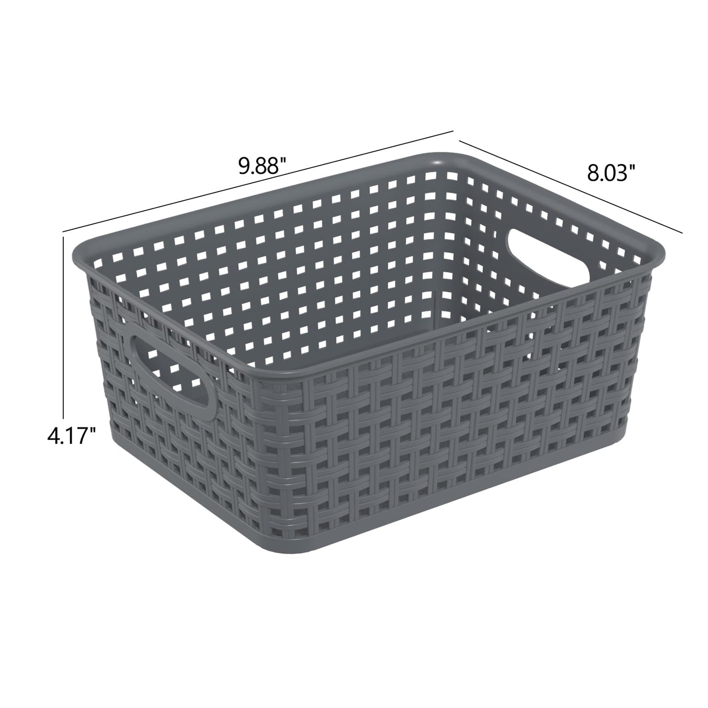 Qshape Kitchen Plastic Weave Storage Baskets, 6 Packs