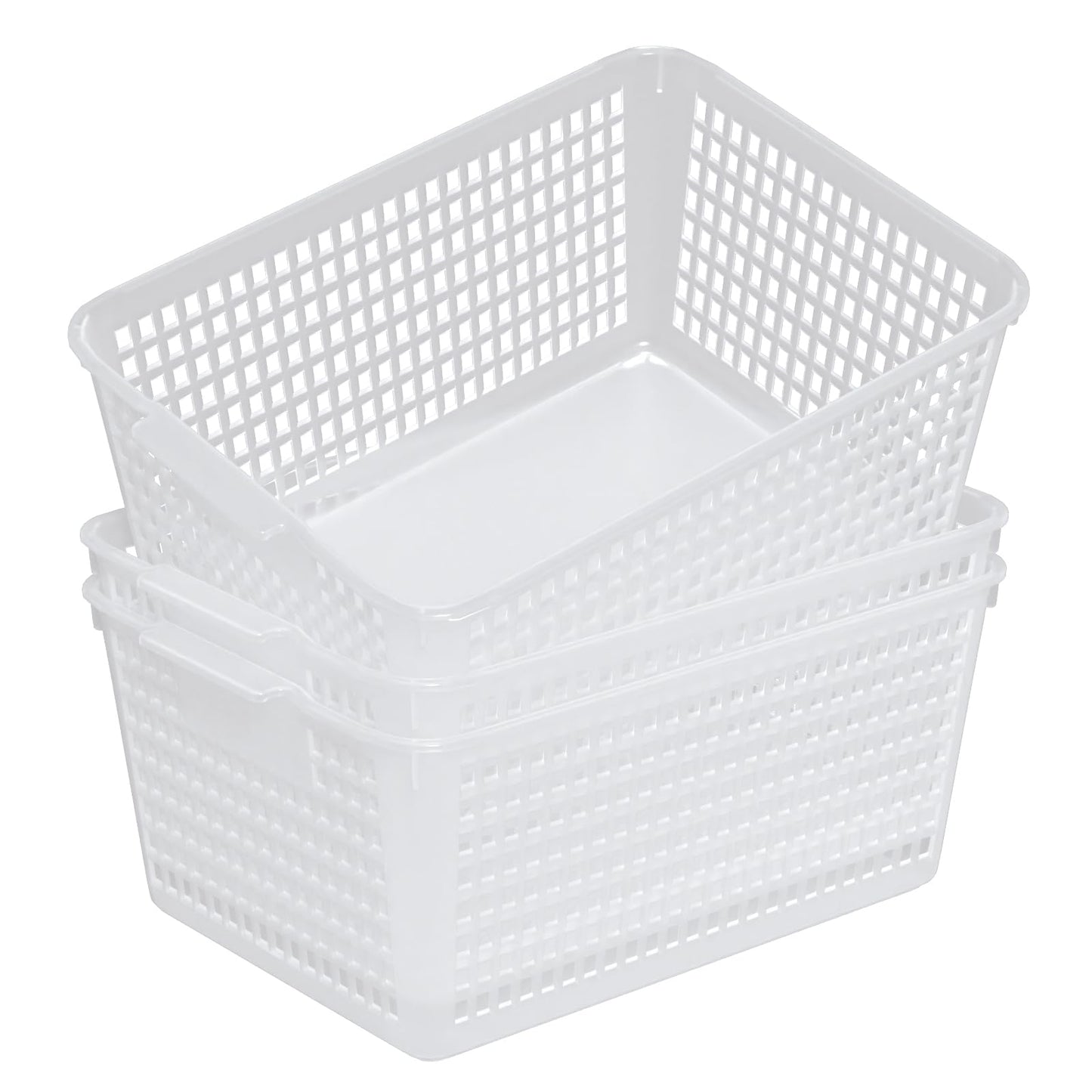 Qskely 3-Pack Large Plastic Storage Basket, Clear Kitchen Cupboard Baskets