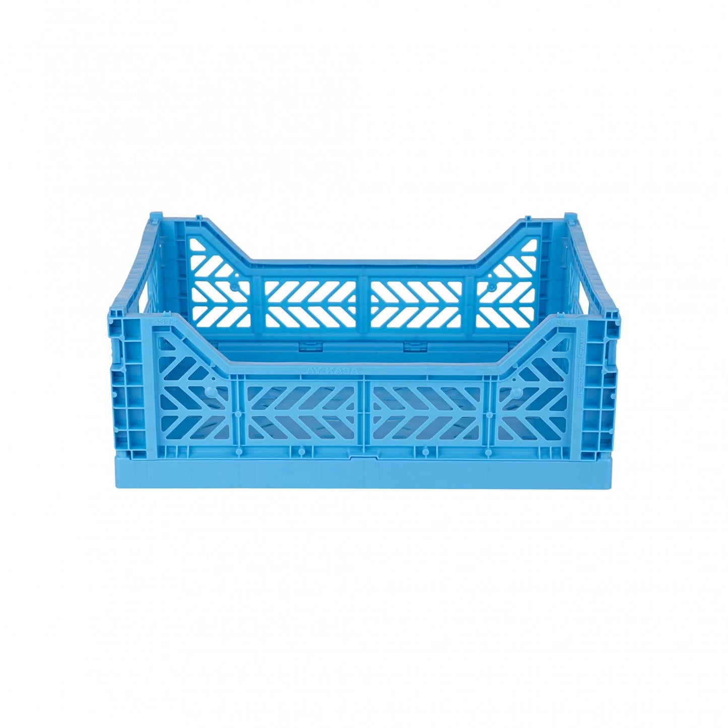 AYKASA Folding Crate, Sturdy Folding Box, Plastic, Stackable, Turquoise, Midi (40 x 30 x 14 cm)