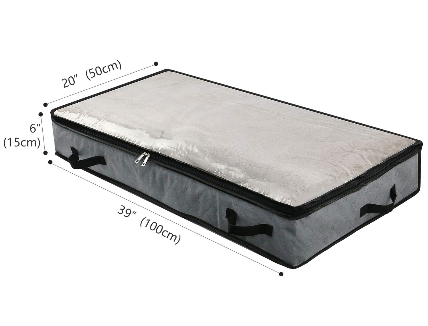 Omygarden 2pcs Soft Foldable Under Bed Storage Bags Blankets Clothes Comforters Storage Bags Organizer for Bedroom and Closet with Transparent Window