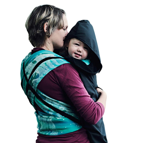 BundleBean - Babywearing All-Weather Waterproof Sling and Baby Carrier Cover (Plain Black) - Rain Cover with Fleece Lining, Universal Fit, Fits Front