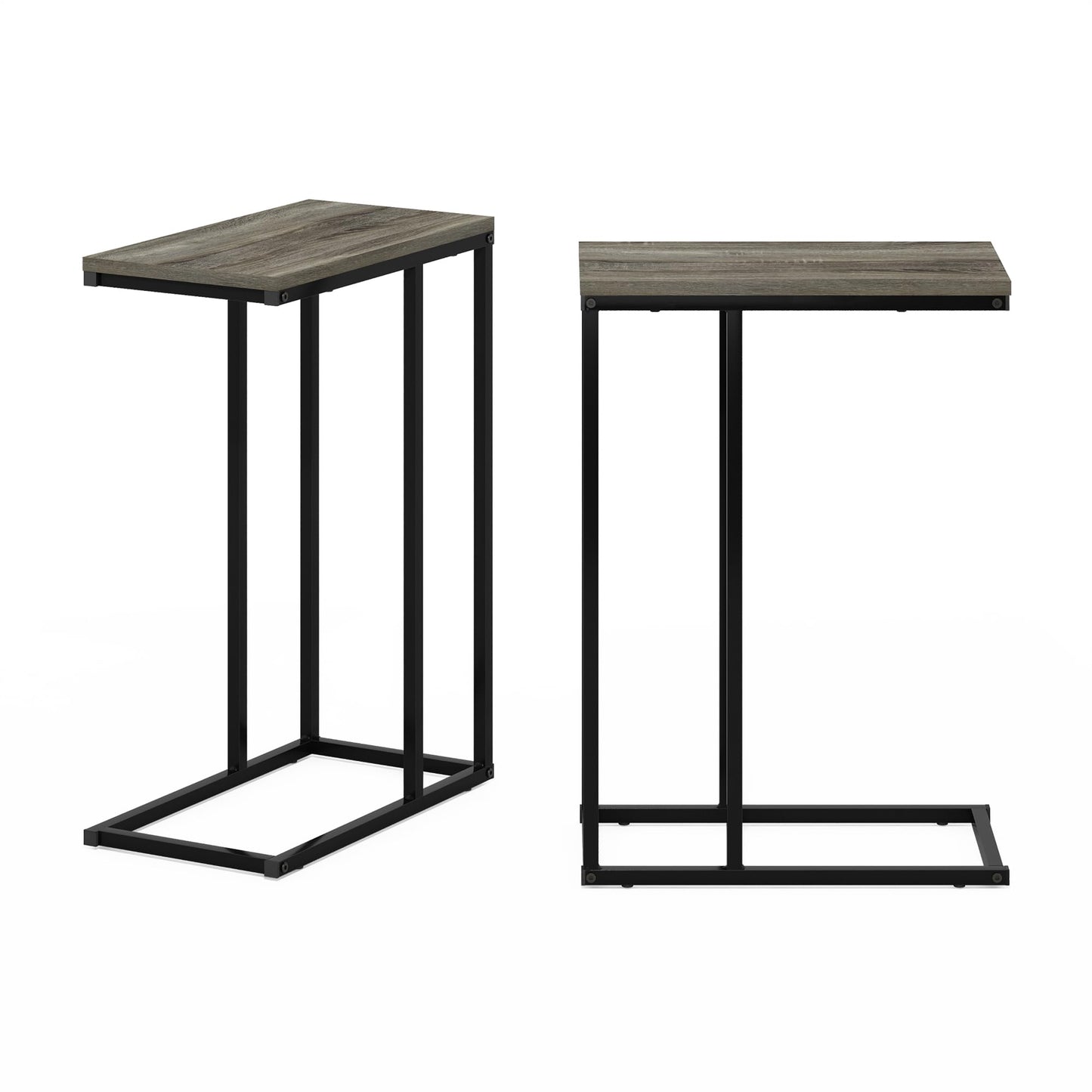 Furinno CAMNUS Side Table Set of 2, C-shape Sofa End Table for Couch, Metal Frame Night Stand, Bedside Table, for Living Room, Bedroom