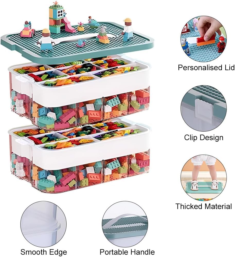 3 Layers Clear Storage Boxes with Lids, Stackable Plastic Drawer Organiser