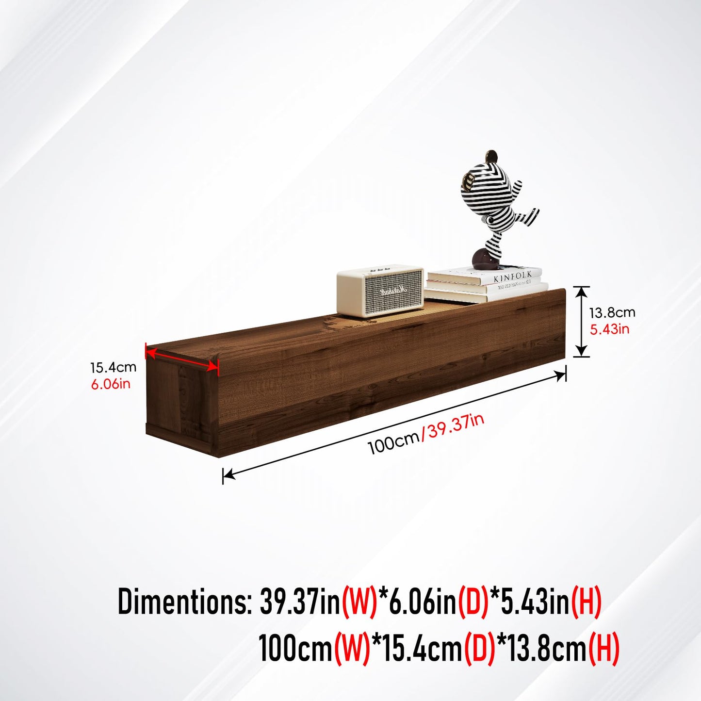 Pmnianhua Floating Solid Wood Console Table, Wall Mounted Narrow Entryway Table with Storage Shelf