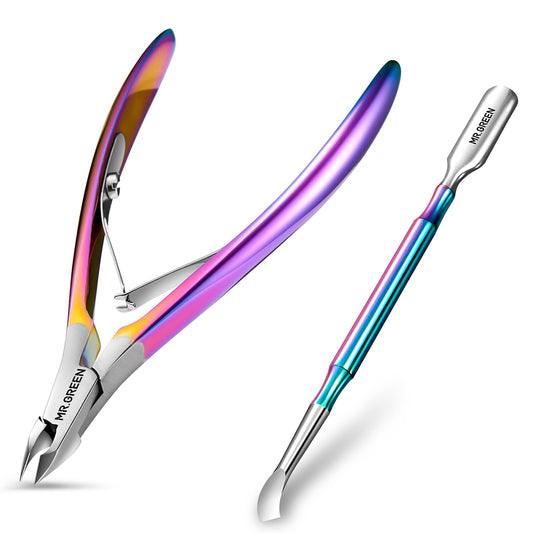 Cuticle Trimmer with Cuticle Pusher,Cuticle Nipper Professional Stainless Steel Cuticle Cutter,Sharp Durable Pedicure Manicure Tools for Fingernails