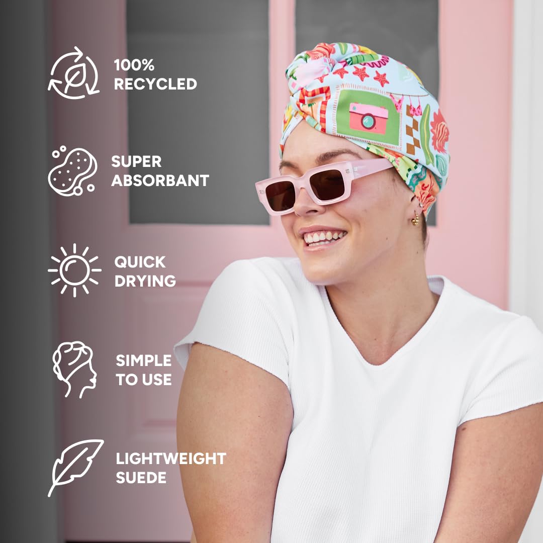 Dock & Bay Turban Hair Towel - For Home & the Beach - Super Absorbent, Quick Dry - Wish You Were Here