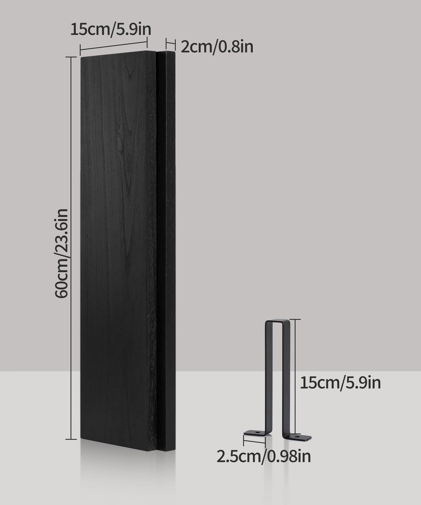 Gronda Floating Shelves for Wall Black Wooden Shelves 60CM Wall Shelf Unit With Brackets to Storage Display Decors Books Set of 2 Wall Shelves for