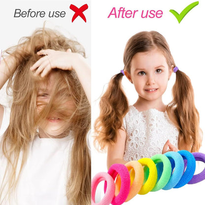 100pcs Seamless Hair Bobbles – Soft Elastic Hair Ties & Ponytail Holders for Women & Girls, No-Slip Hairbands Bulk Set