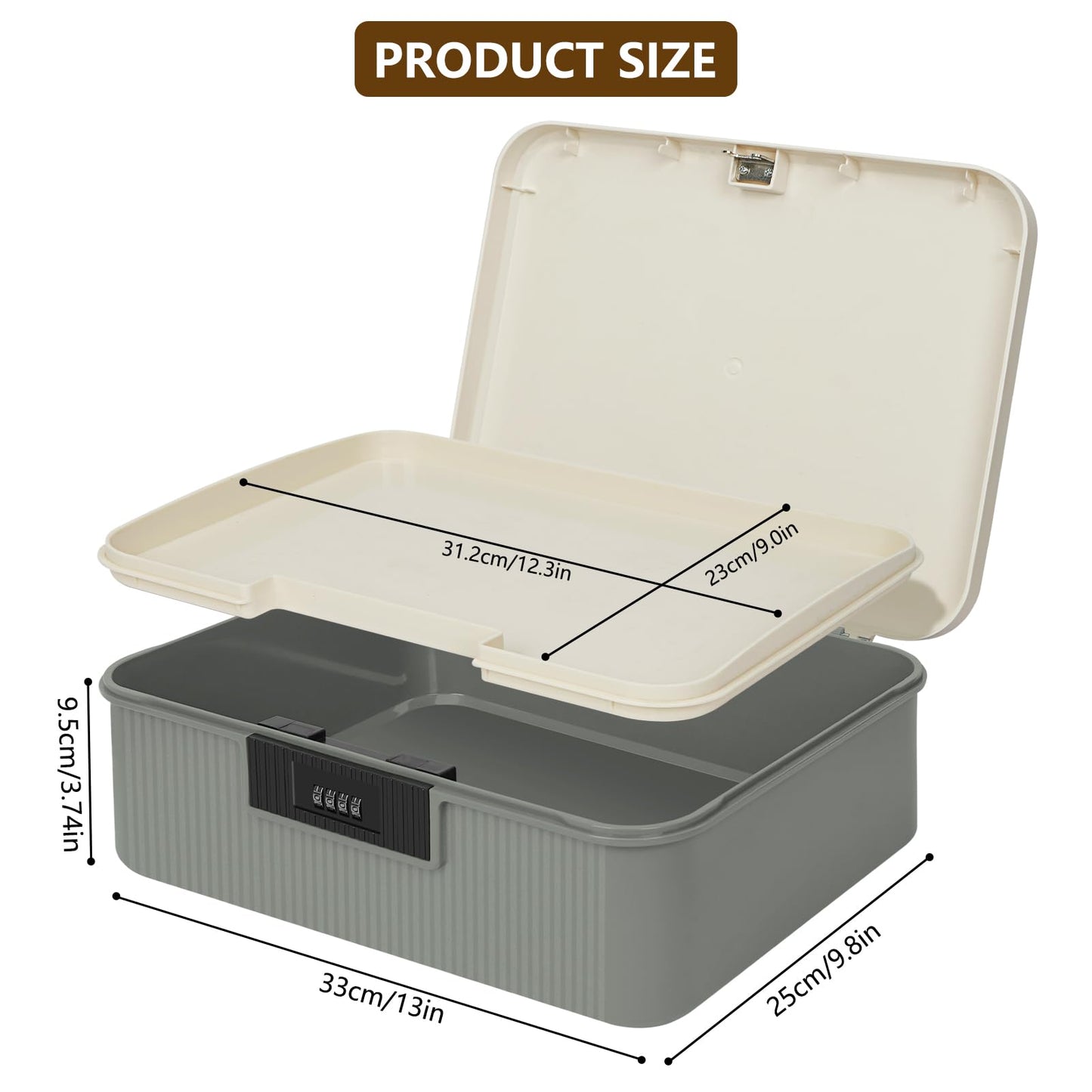 HOTOOLME Lockable Storage Container Bin,Medicine Organizer Box,Grey, M