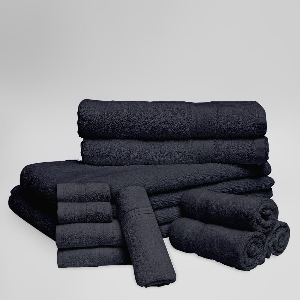 Dolce Vari 10-Piece 100% Egyptian Cotton Towel Set - Luxurious 500GSM Soft Towels, Highly Absorbent & Extra Large - 4 Face, 4 Hand, 2 Bath Towels