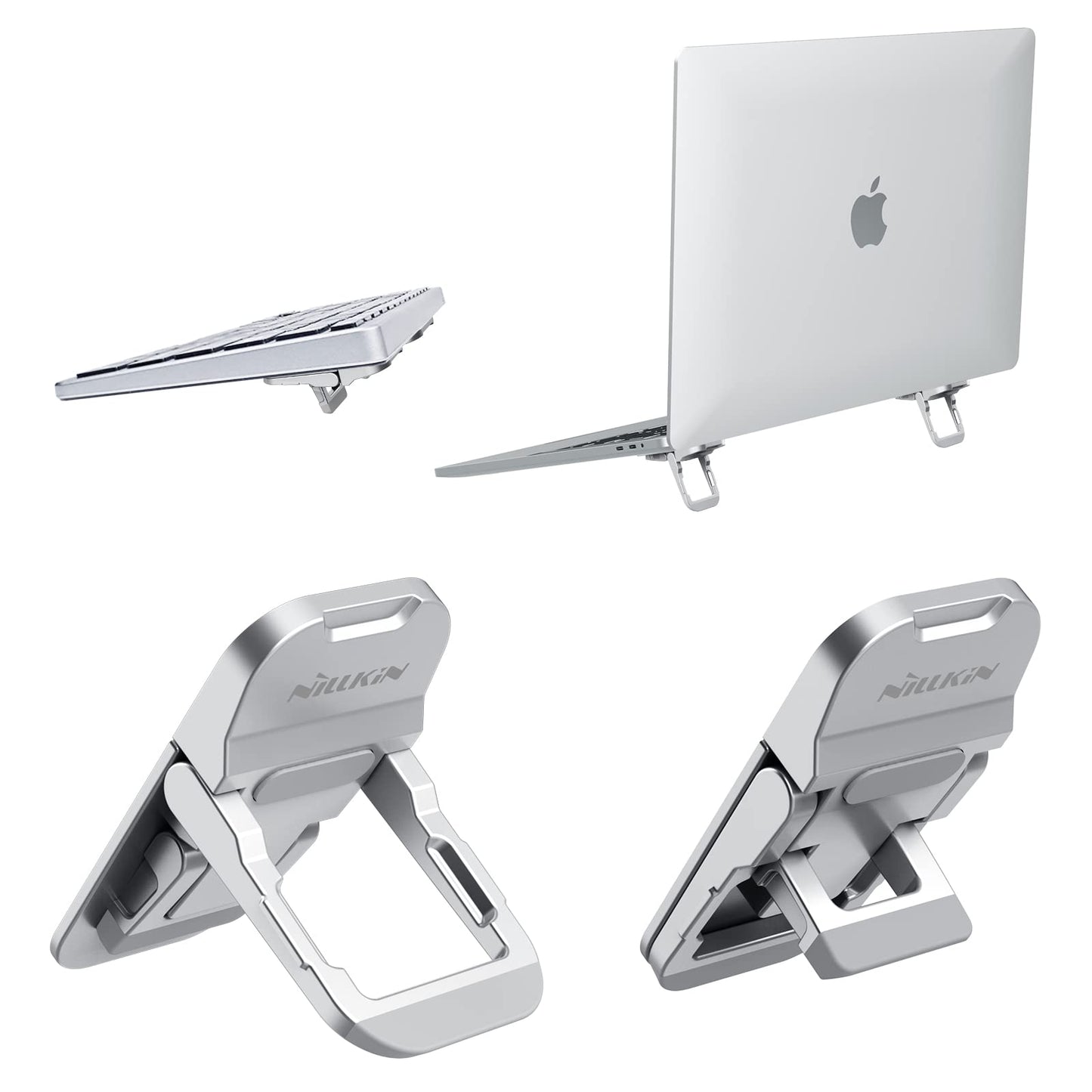 Nillkin Portable Laptop Stand with 3 Adjustable Angles, Flip Keyboard Riser Feet for Most Keyboards, Computer Keyboard Stand for Desktop, MacBook
