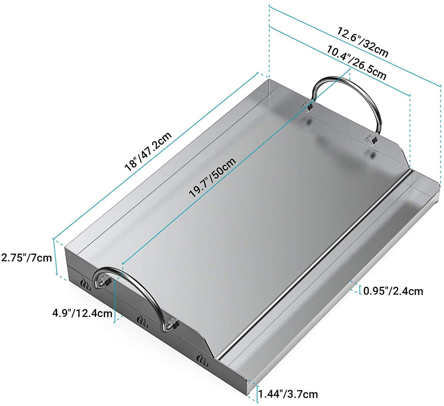 Onlyfire Stainless Steel Rectangle Griddle Plancha for Most BBQ Gas Grills and Charcoal Grills