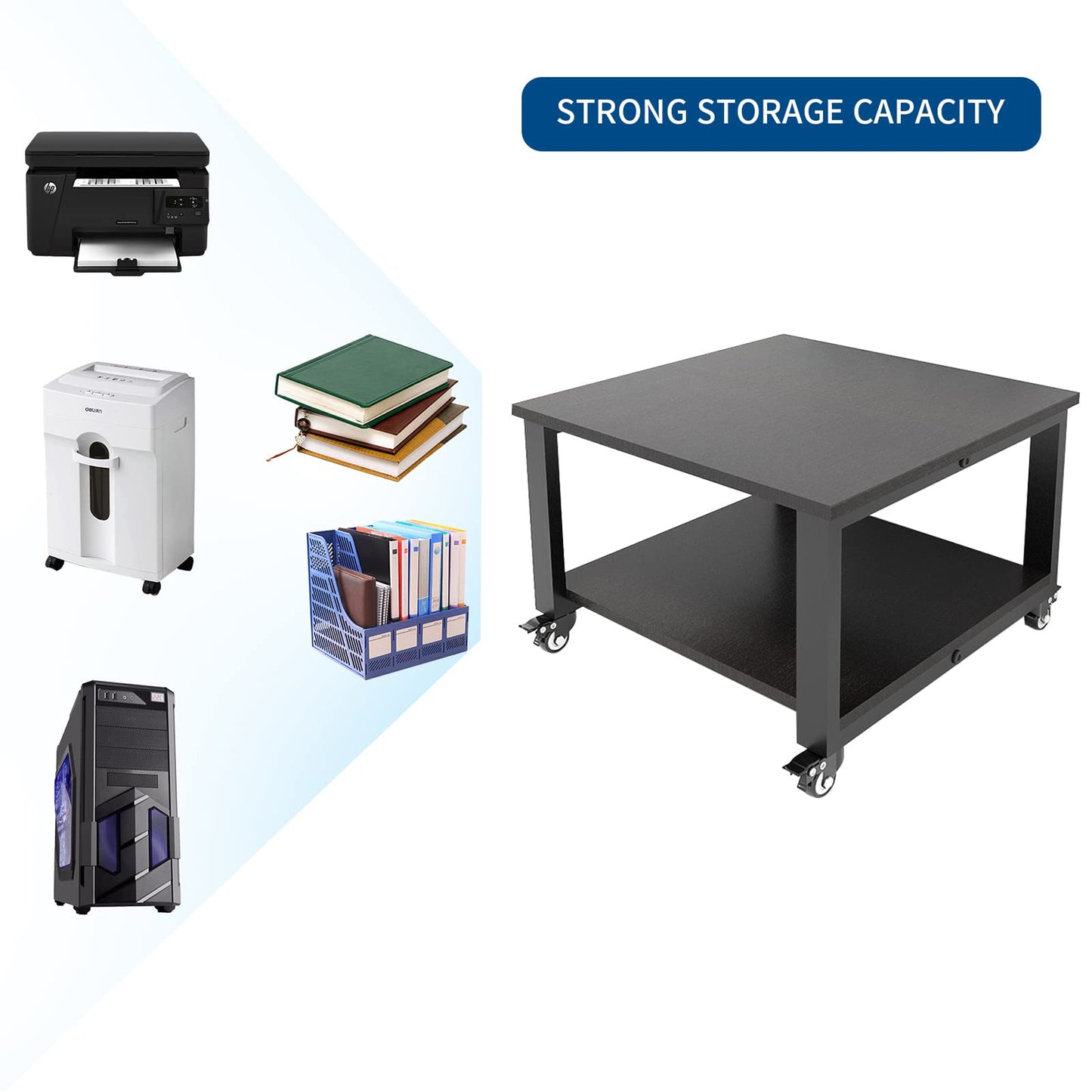PUNCIA 2 Tiers Movable Laser Printer Copier Stand Cart for Home Office